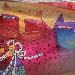 Laurel Burch Vintage Silk Whimsical Cats Ladies Scarf